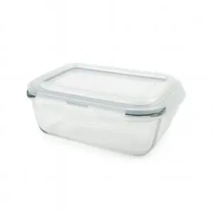 Pote de Vidro Retangular com Tampa Hermética e Travas 1040ml  - 123Útil