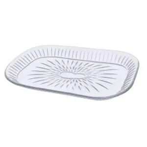 Bandeja/Prato para Servir Pequena de Vidro Transparente Retangular 28x19 cm