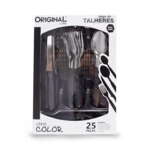 Jogo de Talheres de Aço Inox com Cabo de Plástico + Organizador 25 Peças Linha Color - Original Line