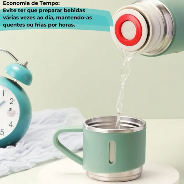 Conjunto com Garrafa Térmica de Aço Inox 420ml e 3 Xícaras Sortido - Amigold - Imagem 4
