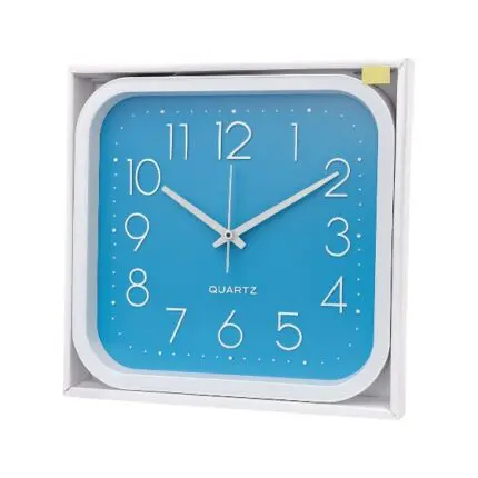 Relógio de Parede Quadrado 30cm de Plástico e Vidro Quartz Sortido