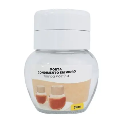 Porta Condimento em Vidro com Tampa Plástica 210ml-123útil