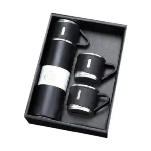 Conjunto com Garrafa Térmica de Aço Inox 420ml e 3 Xícaras Sortido - Amigold