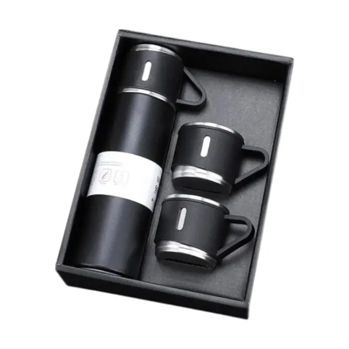 Conjunto com Garrafa Térmica de Aço Inox 420ml e 3 Xícaras Sortido - Amigold - Imagem 1