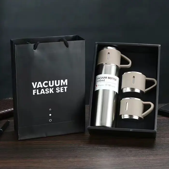 Conjunto com Garrafa Térmica de Aço Inox 420ml e 3 Xícaras Sortido - Amigold - Imagem 8