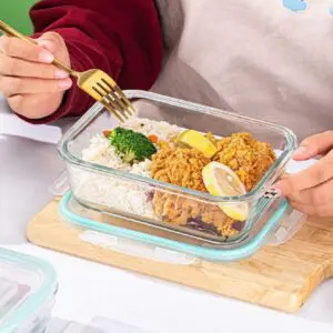 Pote de Vidro Retangular com Tampa Hermética e Travas 1040ml  - 123Útil - Imagem 3