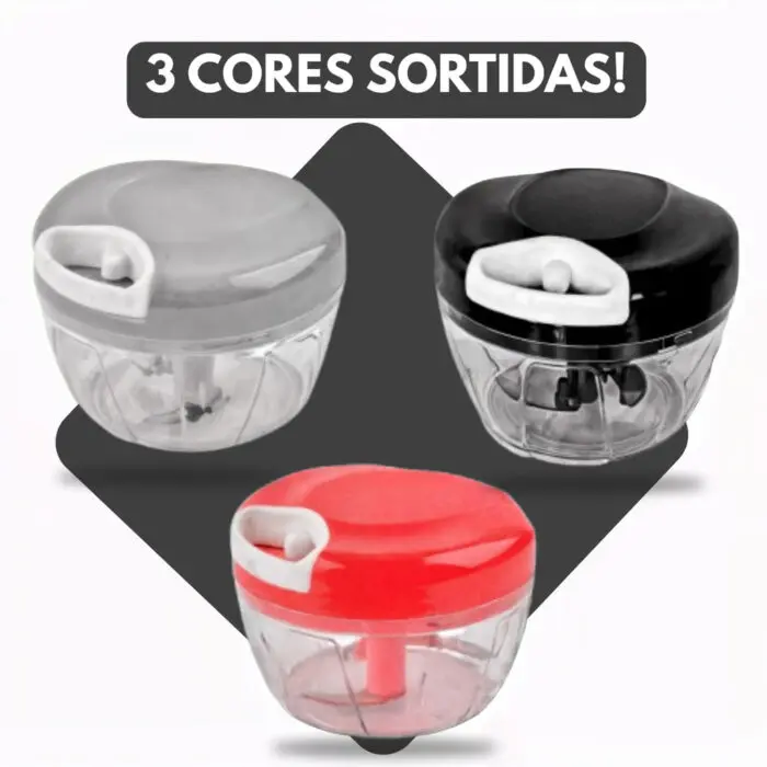 Multi Processador/Triturador de Alimentos Manual de Plástico e Aço Inox com 3 Lâminas Curvas 500ml Sortido - Facilite - Imagem 3