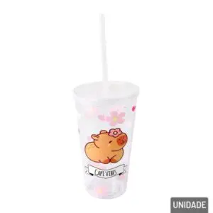Copo Plástico 640ml com Canudo Capivara - Cosy - Imagem 4