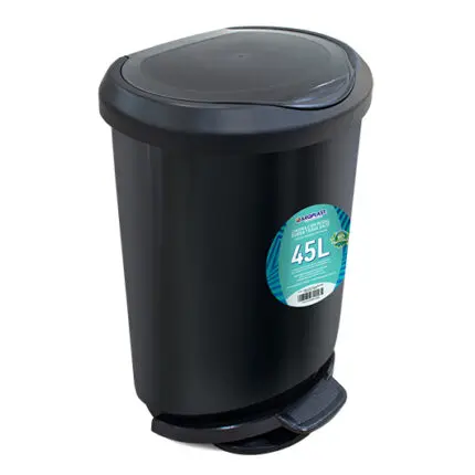 Lixeira Preta de 45 Litros com Pedal e Borda Trava Saco - ArqPlast