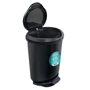 Lixeira Preta de 45 Litros com Pedal e Borda Trava Saco - ArqPlast - Imagem 3