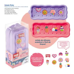 Estojo Picky Holic Charm em Em Silcone Com 4 Pins - Tris - Imagem 2