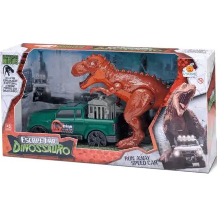 Brinquedo Escape Car com Dinossauros Pick-up e gaiola  Orange Toys