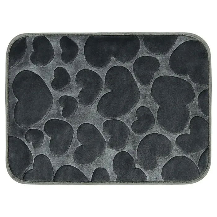 Tapete Viena 60x40cm 100% poliéster com Estampa de Coração para Banheiro - Imagem 3