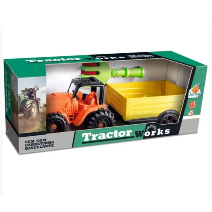 Brinquedo Trator com Carretinha + Ferramentas Works - Orange Toys - Imagem 1