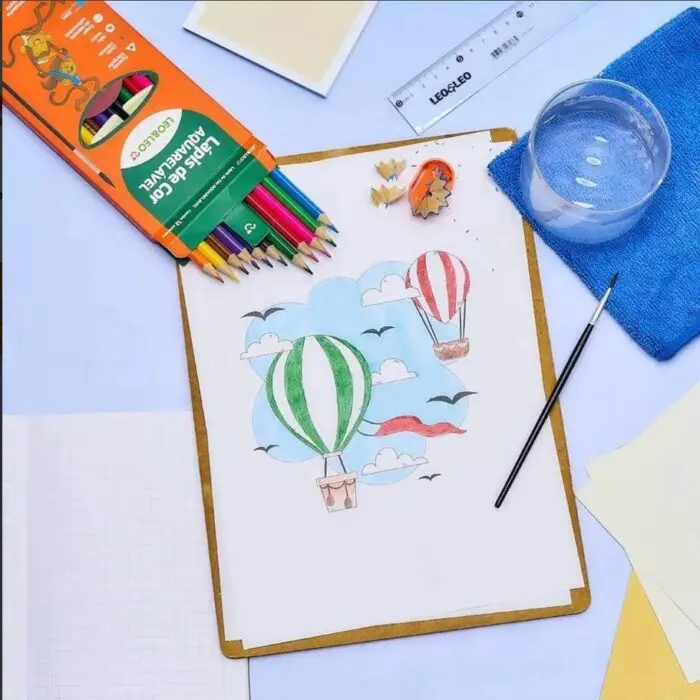 Lápis de cor Aquarelavel 12 Cores + Pincel + Apontador - Leo&Leo - Imagem 2