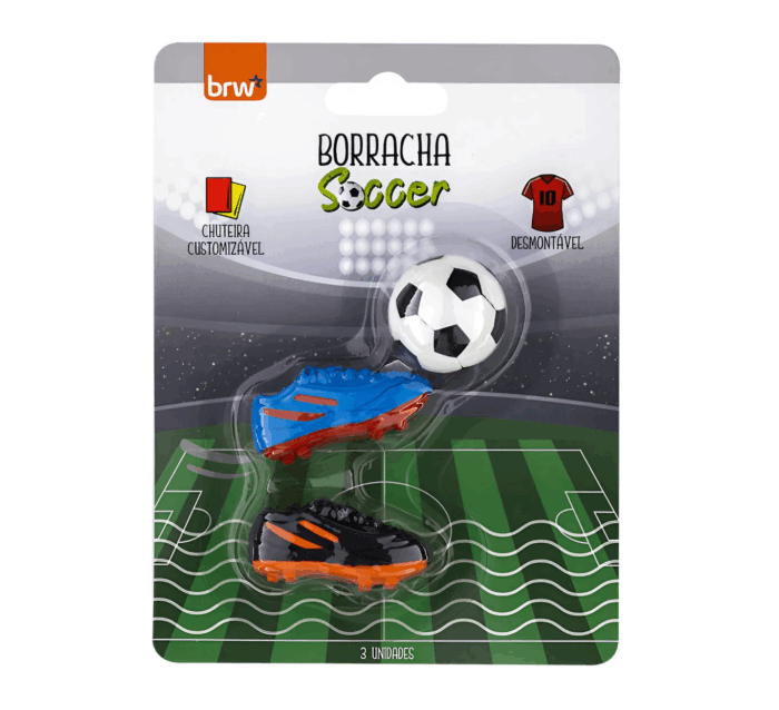 Borracha Escolar Soccer 2 Chuteiras e 1 Bola Customizável e Desmontável- brw - Imagem 1