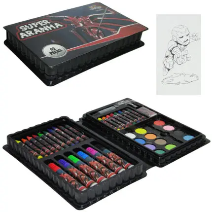Maleta de Pintura Infantil do Super Aranha com 42 Peças + Desenhos - Toy King