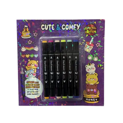 Livro de Colorir (Estilo Boobie Goods) Cute e Comfy Edição Especial com 6 Canetas Touch Duas Pontas – Editora Camelot
