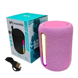 Caixa de Som Portátil com Alto Falante de 52mm, Potencia de 10Wx1, Bateria de 1200mAh e Luzes RGB - Maxmidia - Imagem 2