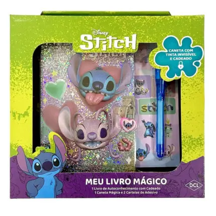 Meu Livro Mágico do Stitch com Cadeado, Caneta Mágica e Adesivos - Disney