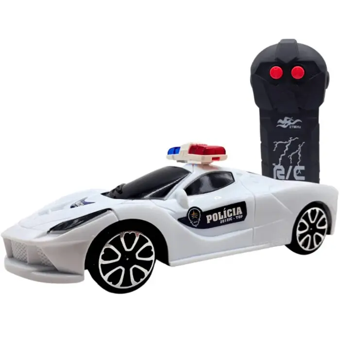 Brinquedo Carrinho com Controle Remoto Viatura da Policia de 16cm 1:24Escala - POP Brinquedos - Imagem 1