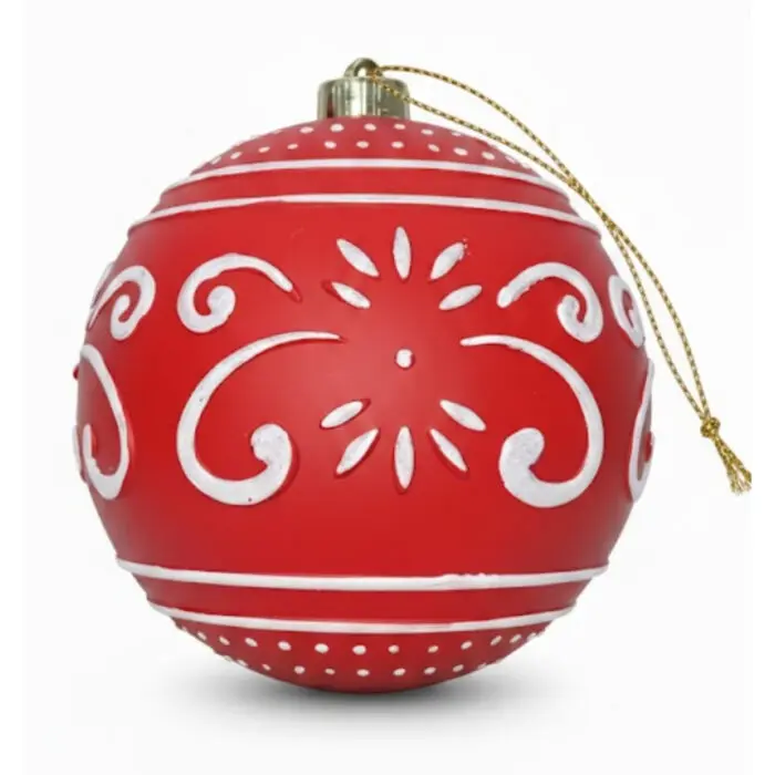 Enfeite Bola de Natal XMAS ARABESK Decorada de 16cm em Plástico - Wincy - Imagem 1