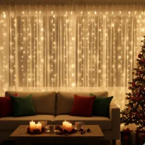 Led Decorativa Cascata Branco Quente com 100 LEDs e 8 Funções de 2,3M - Wincy - Imagem 2