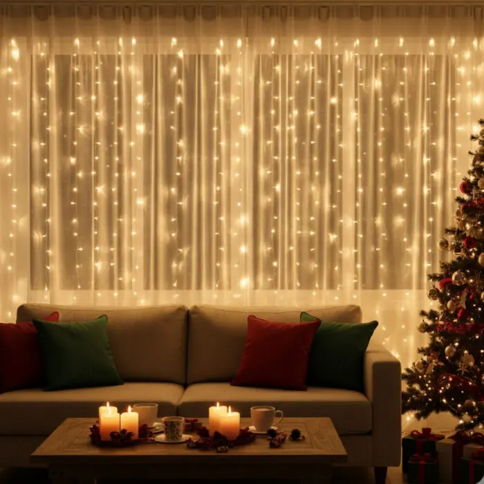 Led Decorativa Cascata Branco Quente com 100 LEDs e 8 Funções de 2,3M - Wincy - Imagem 2