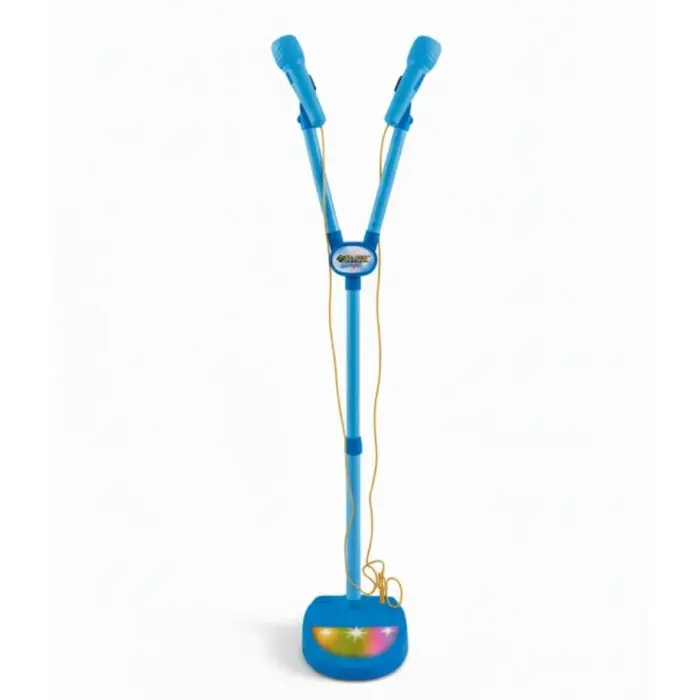 Brinquedo Microfone Duplo com Pedestal Ajustável com Jogo de Luzes - Elite Impots - Imagem 3