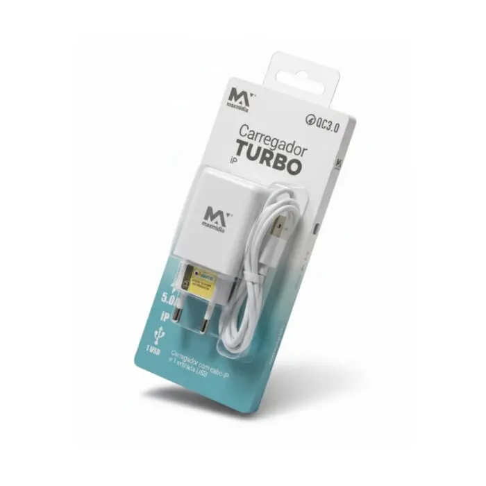 Carregador Turbo com 1 Entrada USB de 5.0A com Cabo I9 MAX-CAR132 - Maxmidia - Imagem 1