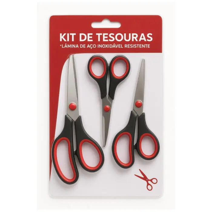 Kit de 3 Tesouras 5"/8"/8" com Lamina de Aço Inoxidável - MB Utility - Imagem 1