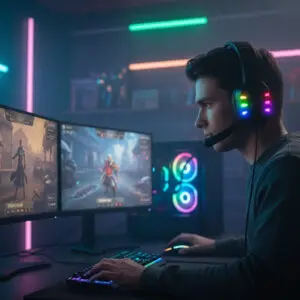Fone de Ouvido Gaming HeadSet Dolby Digital Plus com Led's Coloridos - Maxmidia - Imagem 2