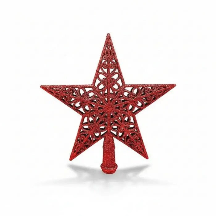 Enfeite para Ponta de Arvore de Natal Estrela com Glitter de 20cm - Wincy - Imagem 1