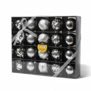 Kit com 20 Bolas de 6cm Sortidas Prateadas Decoração Natal - Wincy