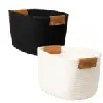 Cesto de Algodão com alça revestida de Couro