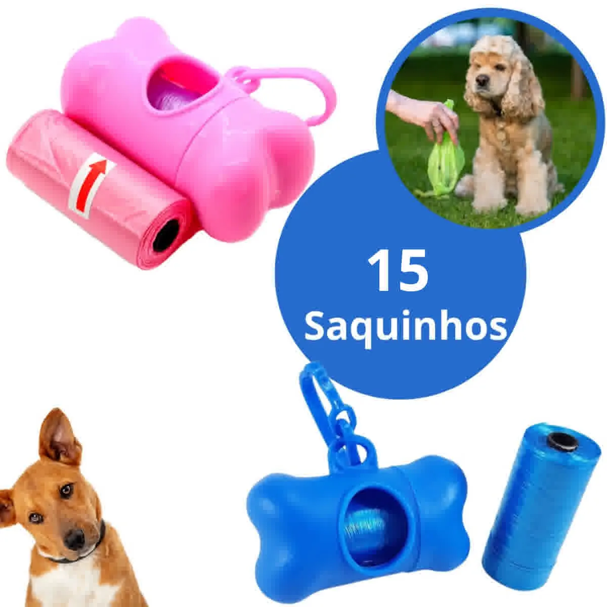 Kit pet c/ 2 rolos de saco de plásticos estampado 30cmx23cm c/15 unidade e 1 suporte - Imagem 2