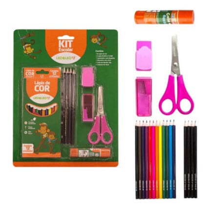 Kit Escolar com 20 Peças - Leo&Leo