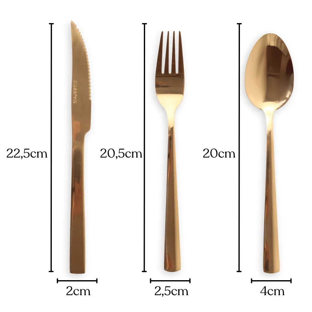 Conjunto 3 Talheres De Mesa Aço Inoxidável Dourado - Imagem 2