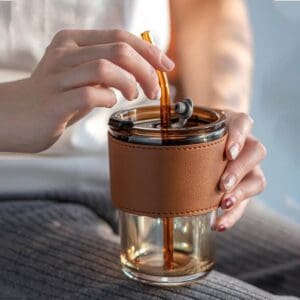 Copo de Vidro C/ Canudo 380ML - Petrin - Imagem 2