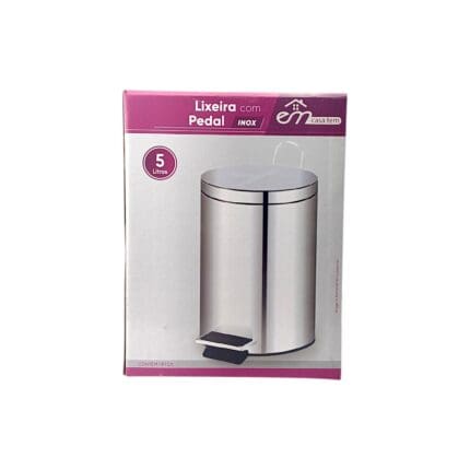 Lixeira com Pedal Inox 5L - Em Casa Tem