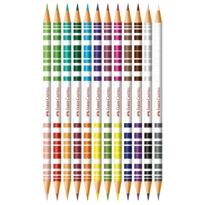 Ecolápis Bicolor 12 Lápis 24 Cores + Kit Escolar - Faber Castell - Imagem 3