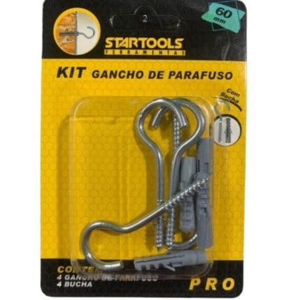 Kit Gancho de Parafuso com Bucha 4 Unidades 370x60mm - Startools