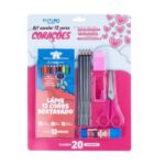 Kit Escolar Corações 20 Peças - Futuro Escolar