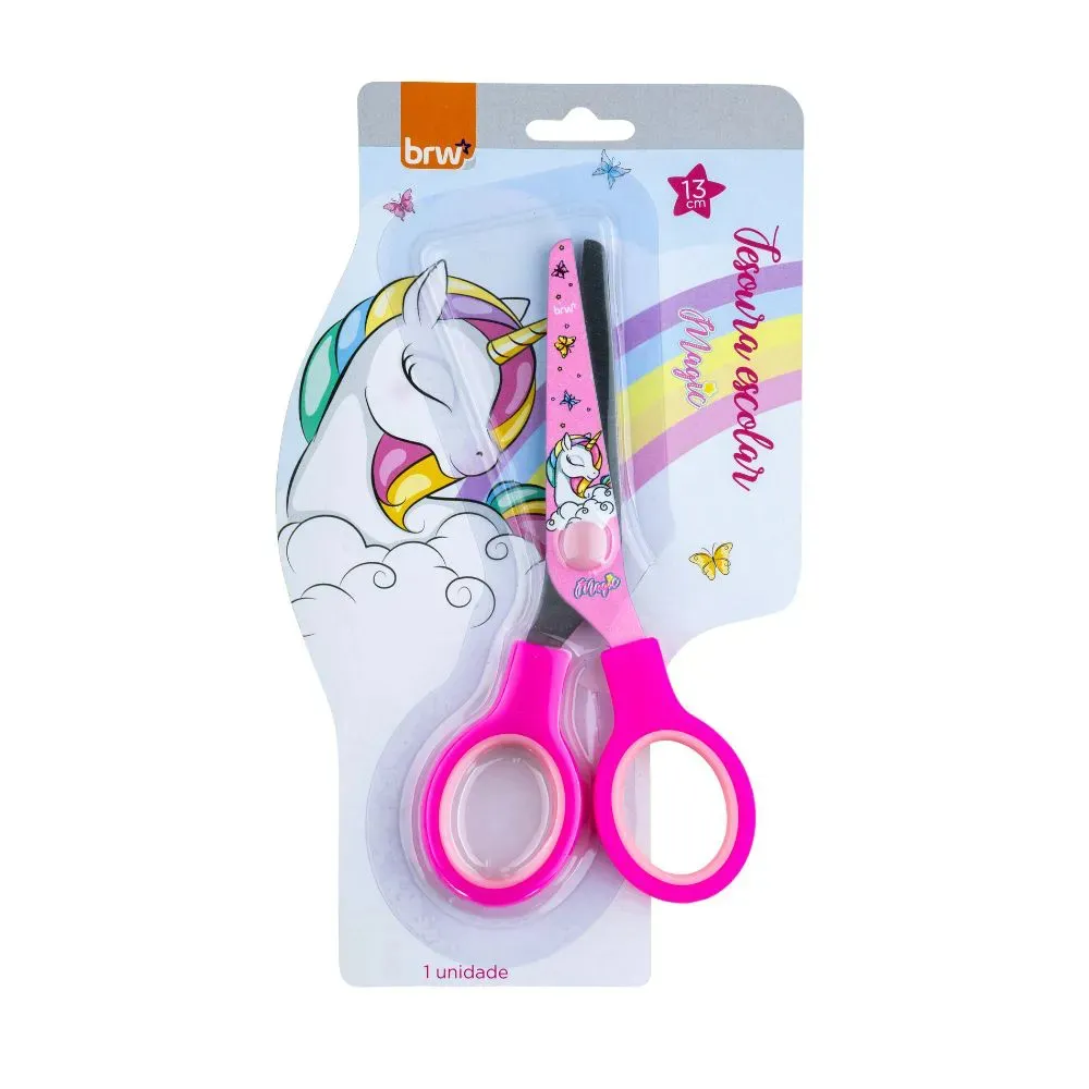 Tesoura Escolar de Aço 13cm Magic - BRW - Imagem 1