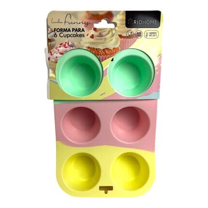 Forma De Silicone Para 6 Cupcakes Linha Funny