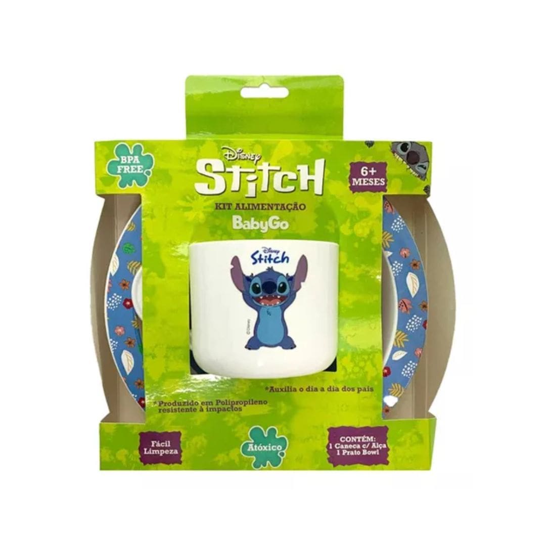 PRODUTOS - 2025-02-01T144923.717 Kit Alimentação Prato Bowl + Caneca 270ml Stitch - BabyGo - Imagem 1