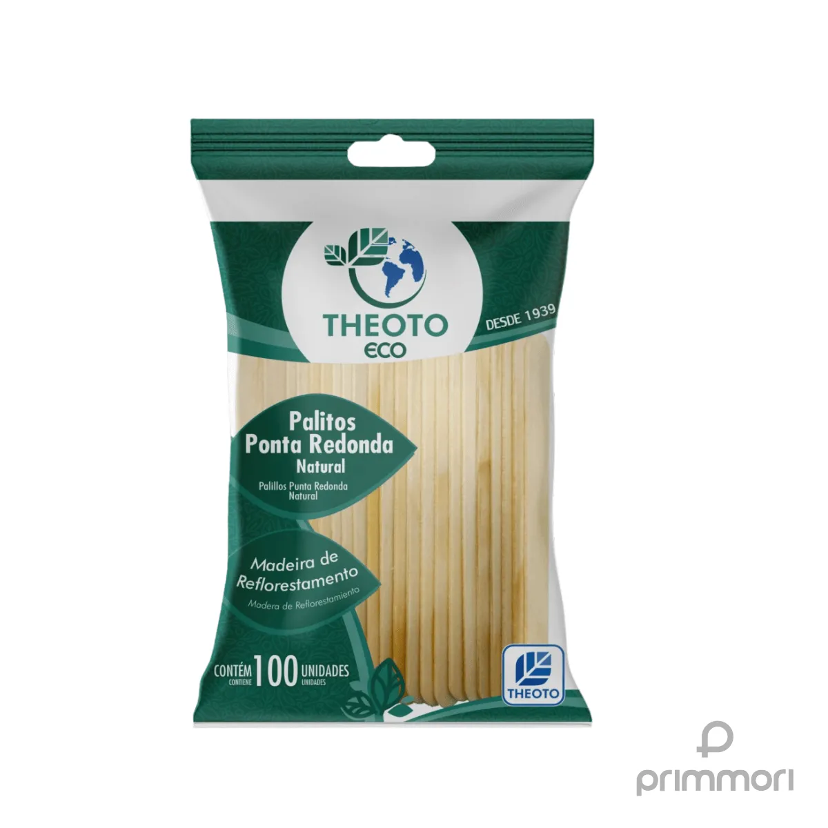 Palito de Picolé Ponta Redonda com 100 unidades - Theoto - Imagem 1