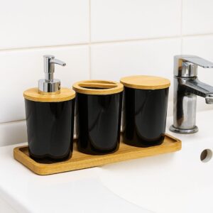 Kit para Banheiro 4 Peças em Plástico e Bambu Redondo One - Utility Nauá - Imagem 3