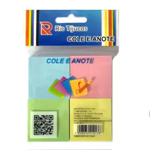 Bloco Post-It Cole e Anote com 4 Blocos 3,7x3,7cm de 100 Folhas - Rio Tijucas