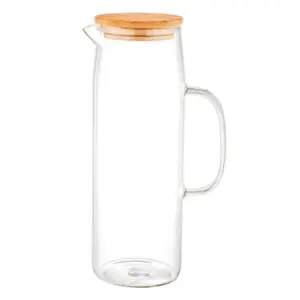 Jarra de Vidro Borosilicato de 1,5 Litros Com Tampa de Bambu